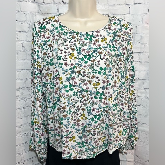 Ann Taylor LOFT Floral Balloon Sleeve Blouse Size Small - Picture 1 of 9